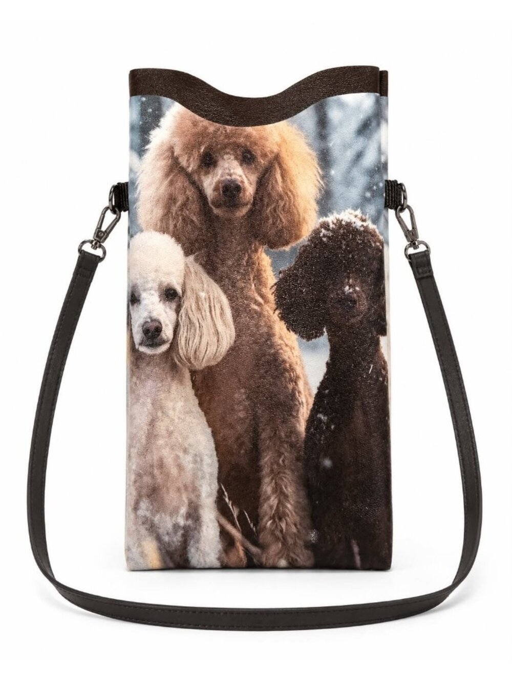 Poodle Dog Crossbody Phone Bag Adjustable Strap